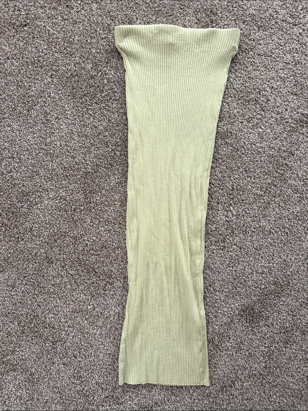 Zara Pale Green Ribbed Knit Midi Skirt